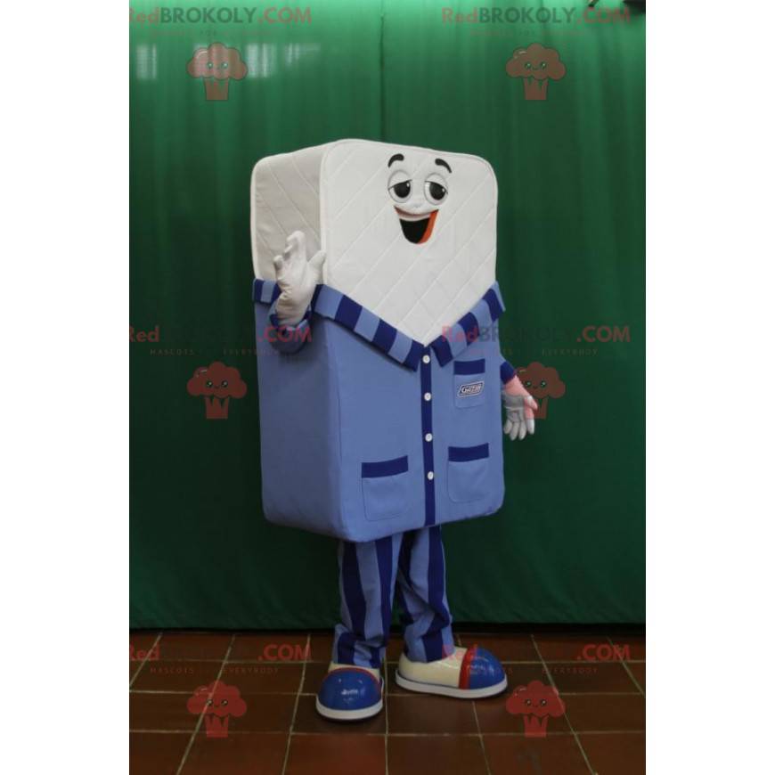 Giant white mattress mascot dressed in pajamas - Redbrokoly.com