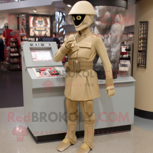 Beige Gi Joe maskot kostume...