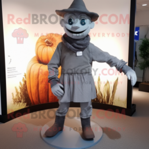 Gray Scarecrow mascot costume character dressed with a Turtleneck and Anklets