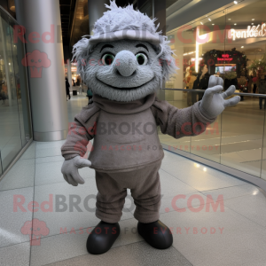 Gray Scarecrow mascot costume character dressed with a Turtleneck and Anklets