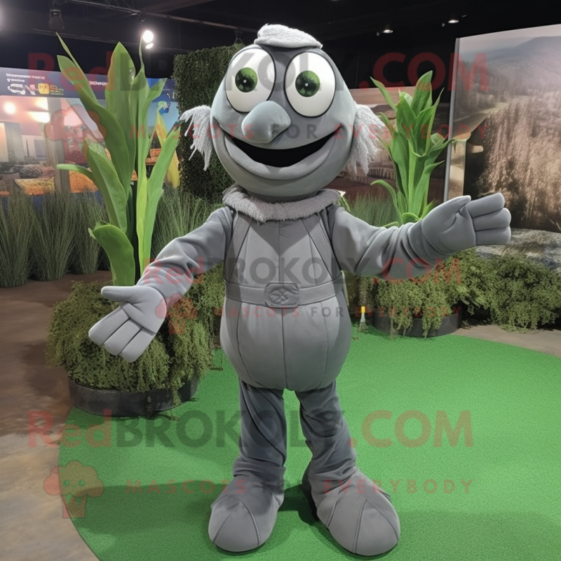 Gray Scarecrow mascot costume character dressed with a Turtleneck and Anklets