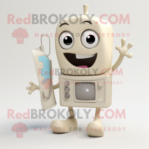 Cream Television mascot costume character dressed with a Playsuit and Scarf clips