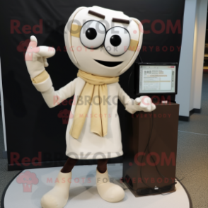 Cream Television mascot costume character dressed with a Playsuit and Scarf clips