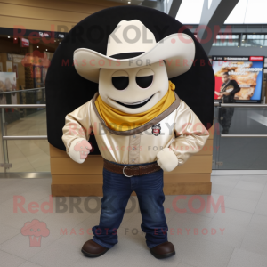 Cream Fajitas mascot costume character dressed with a Leather Jacket and Hats