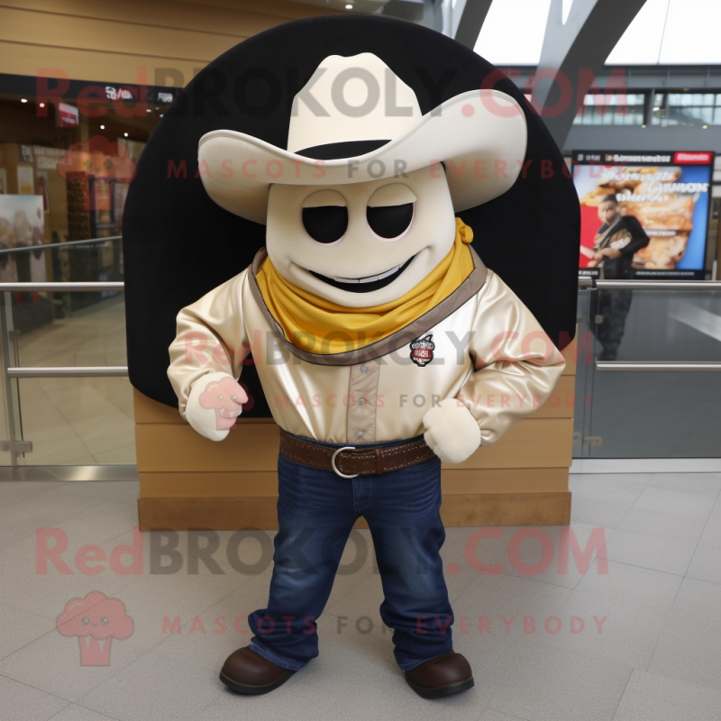 Cream Fajitas mascot costume character dressed with a Leather Jacket and Hats Cream Fajitas mascot costume character dressed with a Leather Jacket and Hats