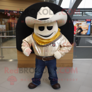 Cream Fajitas mascot costume character dressed with a Leather Jacket and Hats