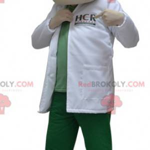 Mascotte de pharmacien de docteur avec une blouse blanche -