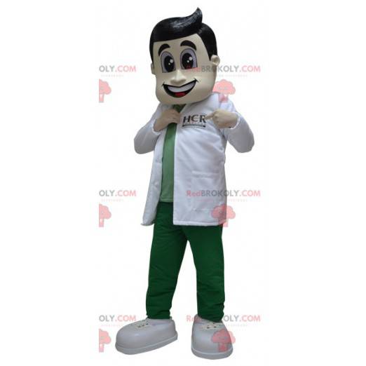 Médico mascote farmacêutico com jaleco branco - Redbrokoly.com