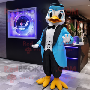 Cyan Geese maskot kostym...