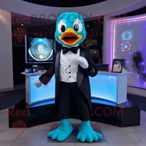 Cyan Geese maskot drakt...