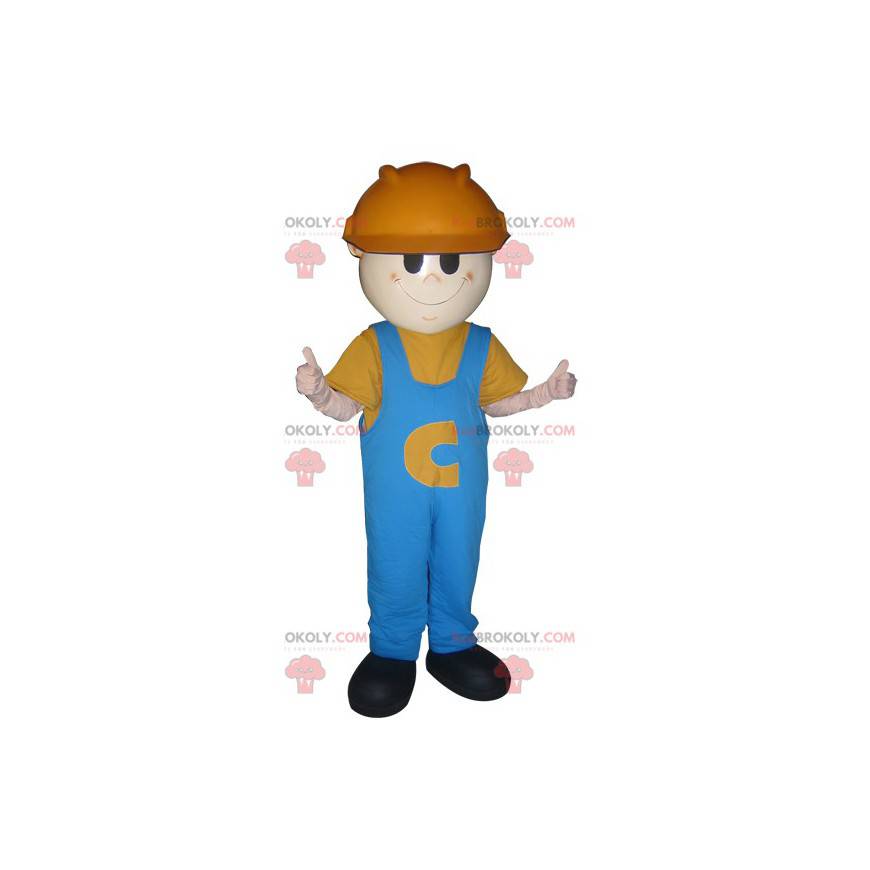 Mascot man worker with a helmet and overalls - Redbrokoly.com