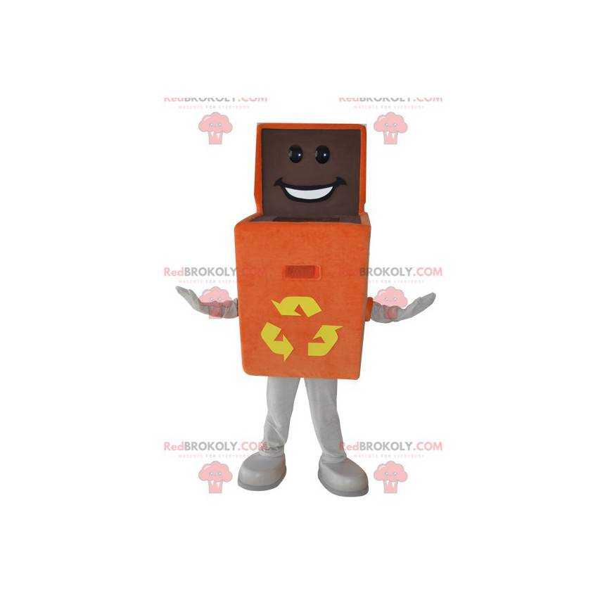 Oranžový box maskot. Maskot popelnice k recyklaci - Oranžový box maskot. Maskot popelnice k recyklaci -