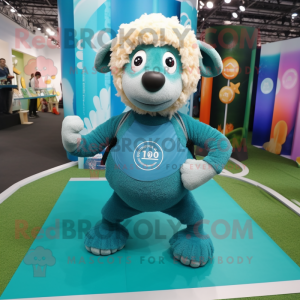 Teal Merino Sheep mascotte...