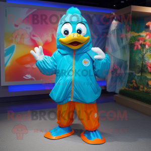 Cyan mandarin maskot drakt...