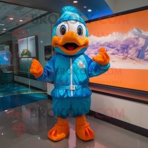 Cyan mandarin maskot drakt...