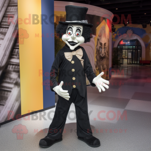 Black Mime mascot costume character dressed with a Bootcut Jeans and Hats