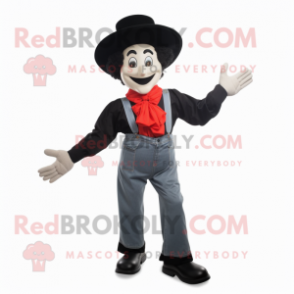 Black Mime mascot costume character dressed with a Bootcut Jeans and Hats