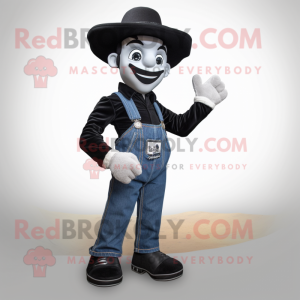 Black Mime mascot costume character dressed with a Bootcut Jeans and Hats