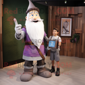 Gray Wizard mascot costume character dressed with a Cargo Shorts and Smartwatches