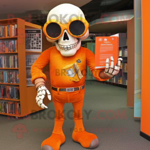 Orange Skull maskot kostume...