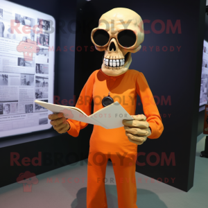 Orange Skull maskot kostym...