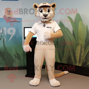 Beige Puma mascotte kostuum...