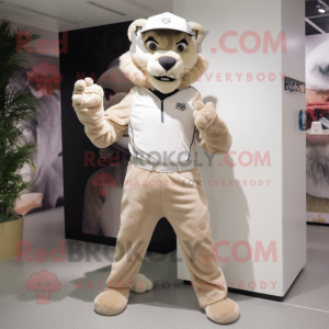 Beige Puma mascotte kostuum...