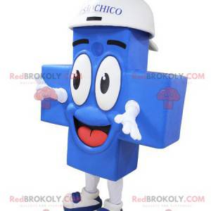 Giant and smiling blue cross mascot - Redbrokoly.com