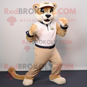 Beige Puma mascotte kostuum...