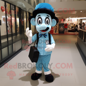 Cyan Mime maskot kostume...