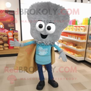 Gray Enchiladas mascot costume character dressed with a Flare Jeans and Clutch bags