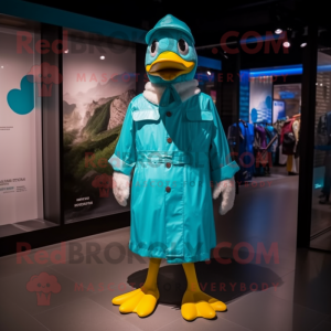 Cyan Goose maskot drakt...