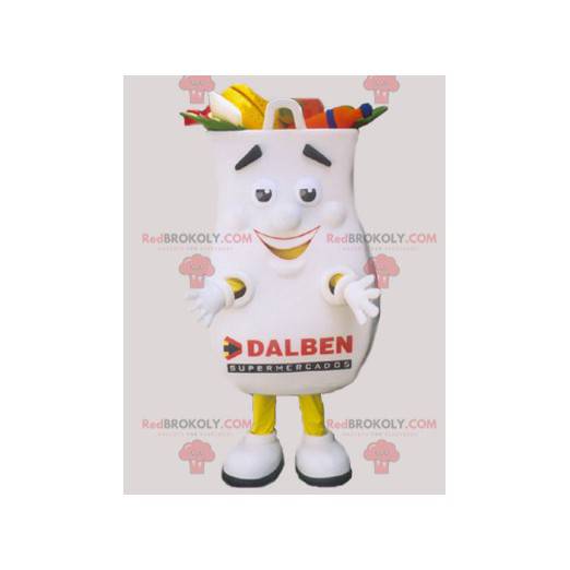 Mascotte de sac de courses géant blanc et rigolo -