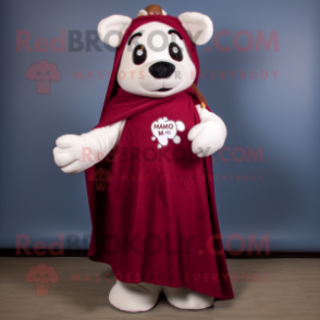 Maroon Ermine mascot costume character dressed with a Maxi Skirt and Shawl pins