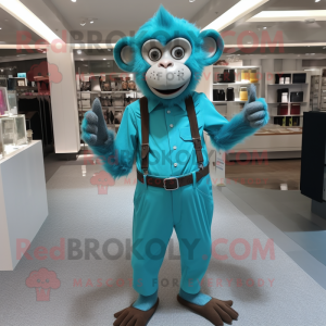 Turkis Monkey maskot drakt...