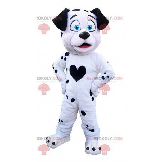 Maskot bílý a černý pes. Dalmatin maskot - Redbrokoly.com