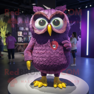 Purple Owl maskot kostym...