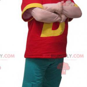 Maskotmand klædt i et farverigt tøj - Redbrokoly.com