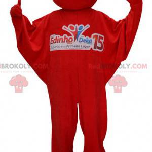 Mascotte de bonhomme rouge. Mascotte en combinaison rouge -