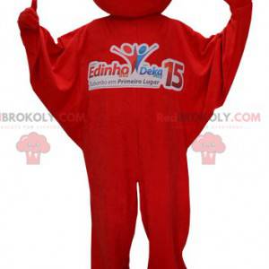 Röd snögubbe maskot. Maskot i röd jumpsuit - Redbrokoly.com