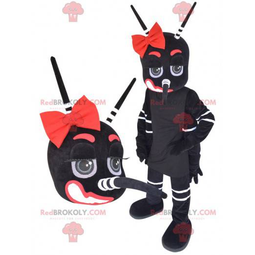 Riesenmückenmaskottchen schwarz weiß und rot - Redbrokoly.com