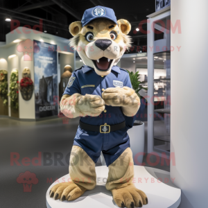 Navy Smilodon mascot costume character dressed with a Romper and Caps