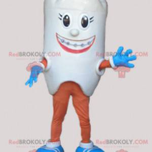 Giant white tooth mascot. Dentist mascot - Redbrokoly.com