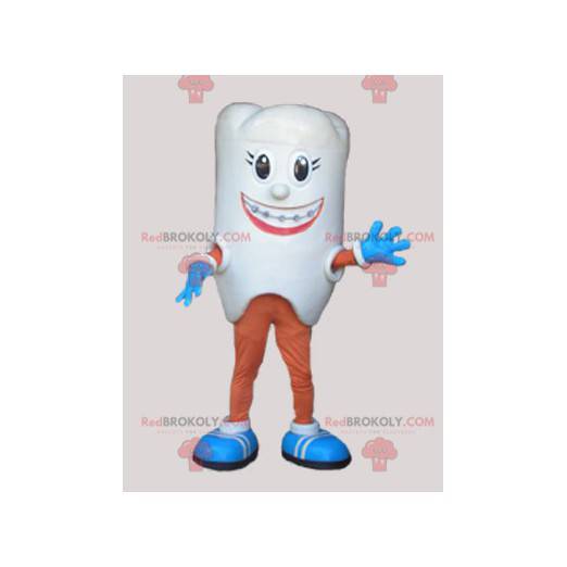 Giant white tooth mascot. Dentist mascot - Redbrokoly.com