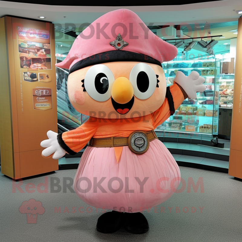 Peach Pirate mascot costume character dressed with a Dress and Shawls
