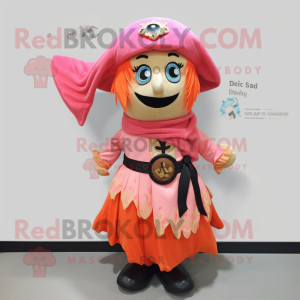 Peach Pirate mascot costume character dressed with a Dress and Shawls