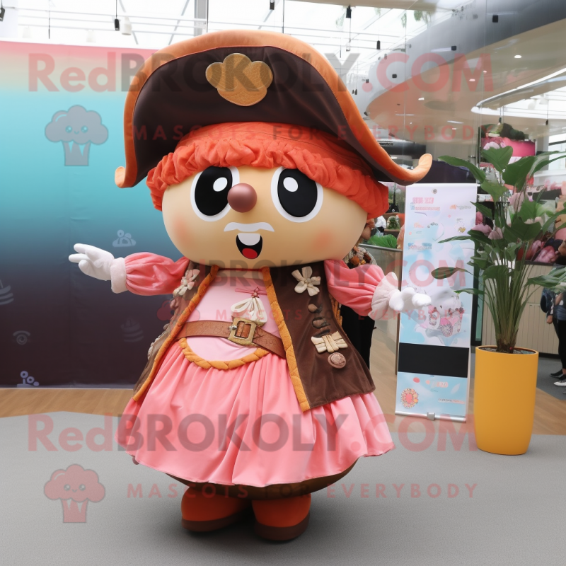 Peach Pirate mascot costume character dressed with a Dress and Shawls