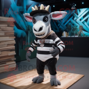 nan Okapi mascot costume character dressed with a V-Neck Tee and Beanies