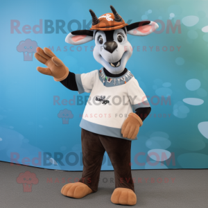 nan Okapi mascot costume character dressed with a V-Neck Tee and Beanies