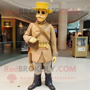 Gold Civil War Soldier mascot costume character dressed with a Maxi Dress and Wallets